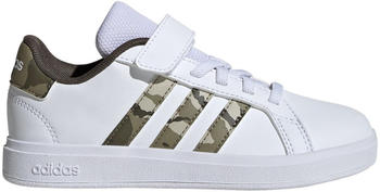 Adidas Grand Court Kids (Elastic Lace And Top Strap) cloud white/olive strata/shadow olive