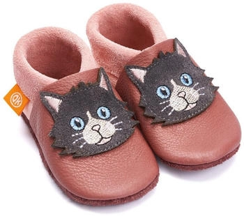 Orangenkinder Haus- und Krabbelschuhe Mia die Katze lila