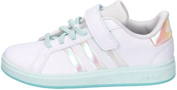 Adidas Grand Court Kids (Elastic Lace And Top Strap) ftwr white/iridescent/mint