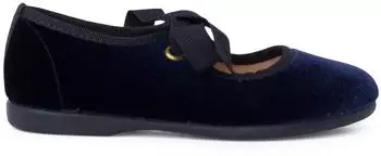 Pisamonas Mary Janes Velvet With Faya Bow marineblau