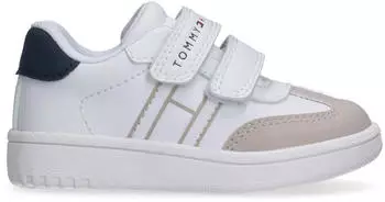 Tommy Hilfiger Sneaker Casual Shoe Hook and Loop Fastener in Retro Look beige/weiß/blau