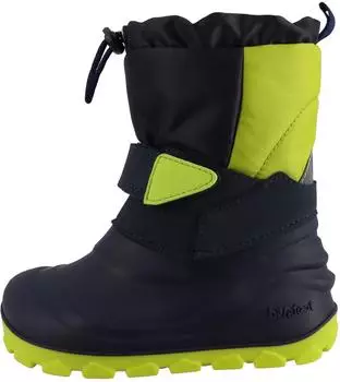 Lurchi Barefoot Shoe, Hook and Loop Boots with Warm Lining navy-neongrün
