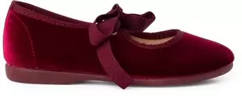 Pisamonas Mary Janes Velvet With Faya Bow bordeauxrot
