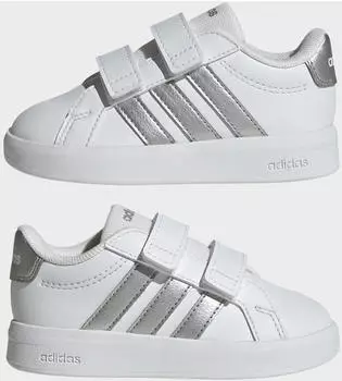 Adidas Grand Court Lifestyle Hook and Loop Kids silber/weiß