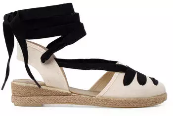 Pisamonas Wedge Espadrilles in Goyesca Style with Straps schwarz