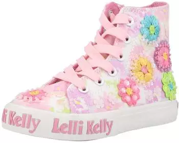 Lelli Kelly Canvas Girls Baseball Boot Eloise Mid Ankle LK4910 weiß/lila