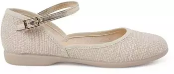 Pisamonas Linen Mary Janes with Cut-Out Design and Metallic Strap ecru