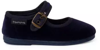 Pisamonas Samt-Mary Janes Mit Schmuck-Schnalle navy