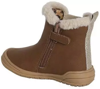 Vertbaudet Lined Baby Boots with Zip and Elastic Insert camel