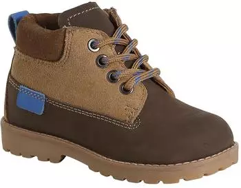Vertbaudet Leather Lace-Up Boots with Profiled Sole dunkelbraun
