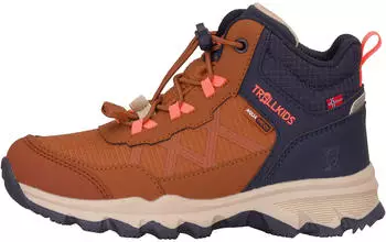 Trollkids Trolltunga Hiker Mid XT (232) teak brown/navy/vivid orange/sandstone