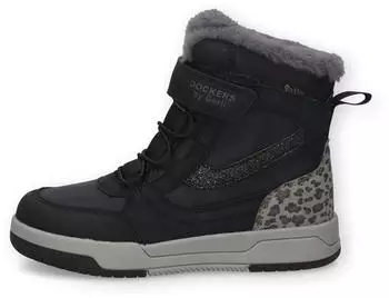 Dockers by Gerli Winter Ankle Boot with TEX Membrane, Velcro Strap and Elastic Band schwarz/leo