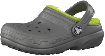 Crocs Kids Fuzz Lined Clog (203506) slate grey/volt green