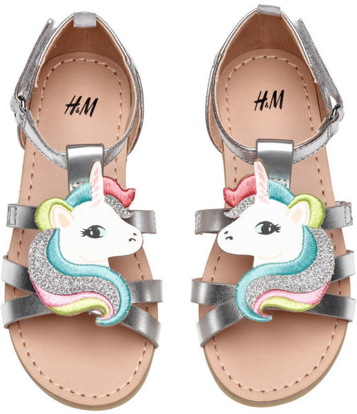 H&M Sandalen mit Applikation Silberfarben Einhorn