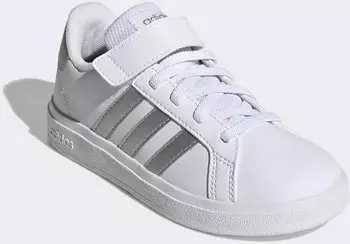 Adidas Grand Court Kids (Elastic Lace And Top Strap) cloud white/cloud white/metallic silver