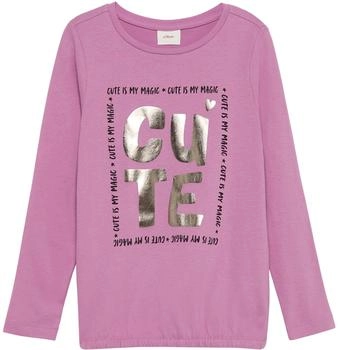 s.Oliver Langarmshirt mit Foil-Print und Gummibund (2156125) rosa