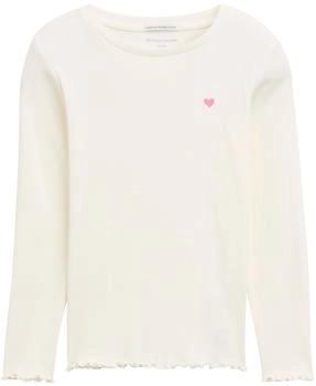 Tom Tailor Geripptes Langarmshirt mit Herz-Stickerei Wool White (1044851_12906)