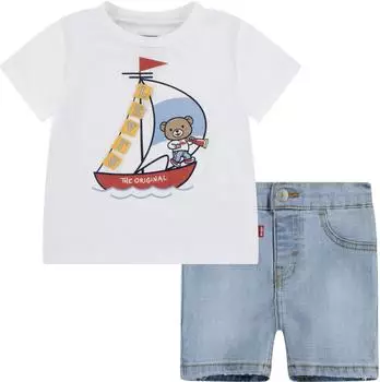 Levi's T-Shirt + Short Set weiß Mädchen Junge (6EM326-W1T)