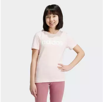 Adidas M&auml;dchen T-Shirt Essentials Linear Logo Cotton IY5085 Sandy Pink/White
