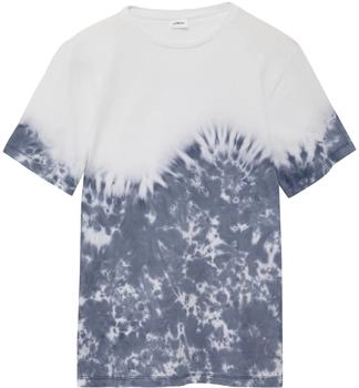 s.Oliver T-Shirt mit Batikmuster und überschnittenen Schultern/blau 2164560.5482.