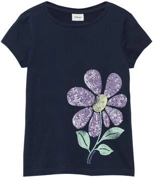 s.Oliver Ausgestelltes T-Shirt mit Frontprint und Pailletten/blau 2163372.5952.
