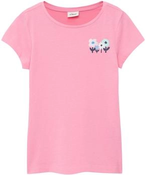 s.Oliver Ausgestelltes T-Shirt mit Printdetail/Rosa 2163469.44D1.