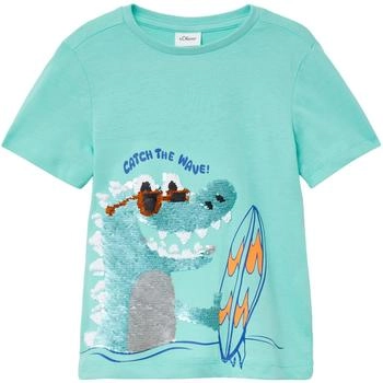 s.Oliver Jersey-T-Shirt mit Wendepailletten/t&uuml;rkis 2166493.6602.