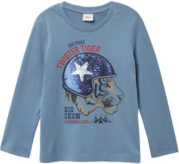 s.Oliver Longsleeve aus Baumwolle mit Print und Wendepailletten / blau 2169350.5470.