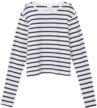 s.Oliver Kurzes Langarmshirt aus Rippware / weiß|schwarz 2171292.02G2.