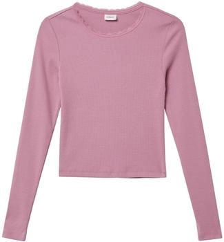 s.Oliver Langarmshirt im Slim Fit aus Rippware mit Spitzendetail / Rosa 2169181.4189.