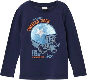 s.Oliver Longsleeve aus Baumwolle mit Print und Wendepailletten / blau 2169350.5836.