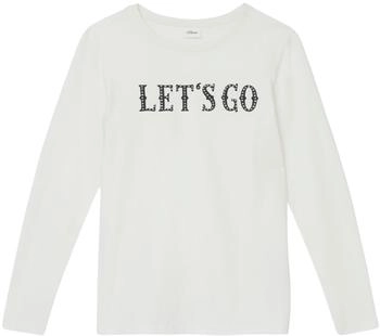 s.Oliver Baumwoll-Longsleeve mit Frontprint und Nietenbesatz / creme 2169180.0210.
