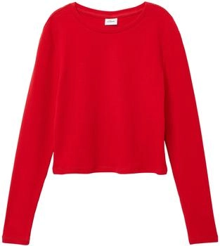 s.Oliver Kurzes Langarmshirt aus Rippware / rot 2171292.3384.