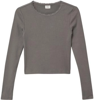 s.Oliver Langarmshirt im Slim Fit aus Rippware mit Spitzendetail / grau 2169181.9820.
