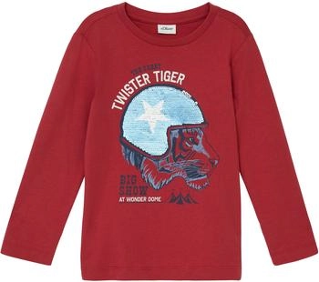 s.Oliver Longsleeve aus Baumwolle mit Print und Wendepailletten / rot 2169350.3407.