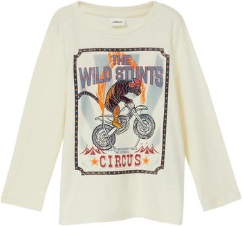 s.Oliver Baumwoll-Langarmshirt mit Folienprint Beige 2169348.9001.