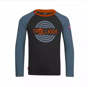 Trollkids Kid's Preikestolen Longsleeve (493-620-110) black/steel blue