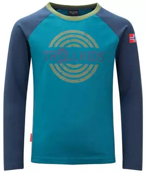 Trollkids Kid's Preikestolen Longsleeve mystic blue/dark marine/pine green