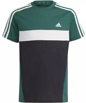 Adidas Tiberio 3-Stripes Colorblock Cotton Kids T-Shirt (IW3494) cgreen/black/white