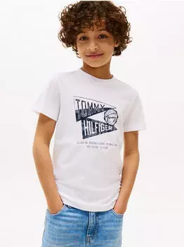 Tommy Hilfiger Textured Graphic Print Tee SS T-Shirt wei&szlig;