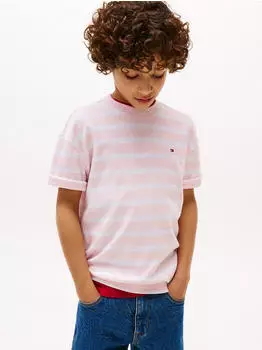 Tommy Hilfiger Tipped T-Shirt mit Rundhalsausschnitt light pink heather stripe