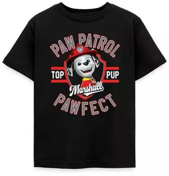 spreadshirt Paw Patrol Marshall Pawfect Feuerwehrhund Kinder T-Shirt (D302700477P724-20543-app2-size109) schwarz