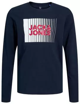 Jack & Jones JJECORP Logo Tee Play LS O-Neck NOOS JNR Langarmshirt (12244209) blau/rot/wei&szlig;