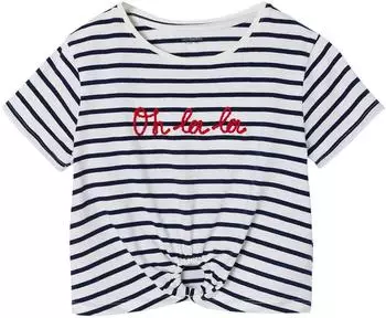 Vertbaudet T-Shirt mit Zierknoten am Saum (341022911) blau gestreift