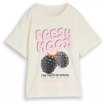 Tom Tailor T-Shirt mit Print, Loose Fit (1050059) wool wei&szlig;/rosa/schwarz