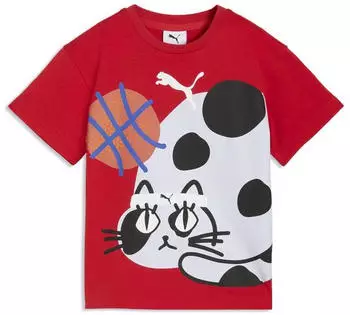 Puma Sporty Cats Relaxed Graphic T-Shirt Kinder (634549) blau/feuerrot/schwarz/wei&szlig;