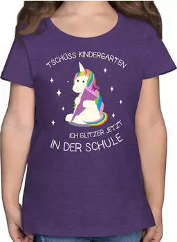 Shirtracer Tschüss Kindergarten Einhorn Mädchen T-Shirt (PV-57941230) lila meliert