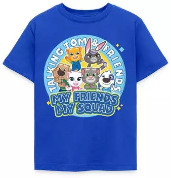 spreadshirt Thomas & Friends Auf Geht's Freunde! Kinder T-Shirt (D342755798P724-66406-app17-size122) royalblau