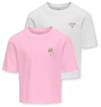 Only KOGREX FLOWER S/S TOP JRS 2-Pack (12151152) pink lady/wei&szlig;