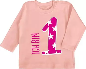 Shirtracer Baby Langarmshirt Geburtstag babyrosa